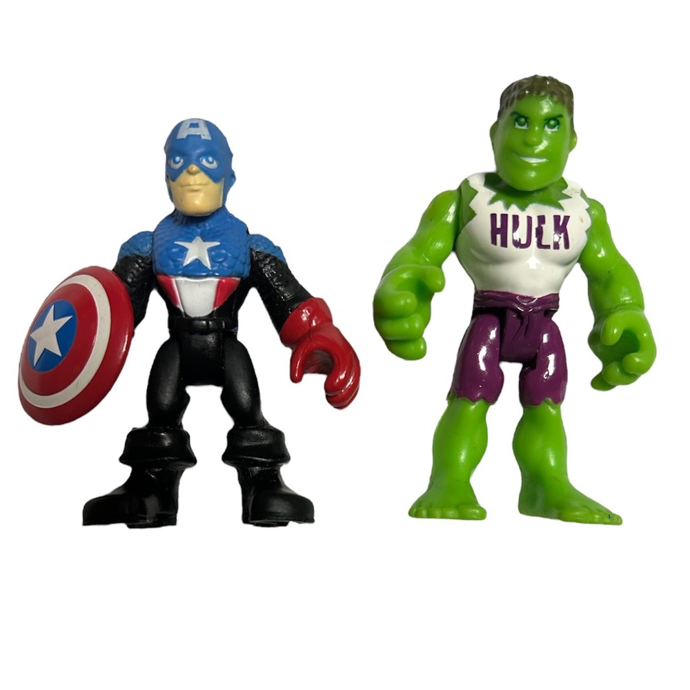 Playskool Marvel Super Heroes Action Figures - Captain America & Hulk